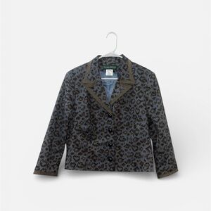 Harve Benard Leopard Print Blazer - Blue and Brown
